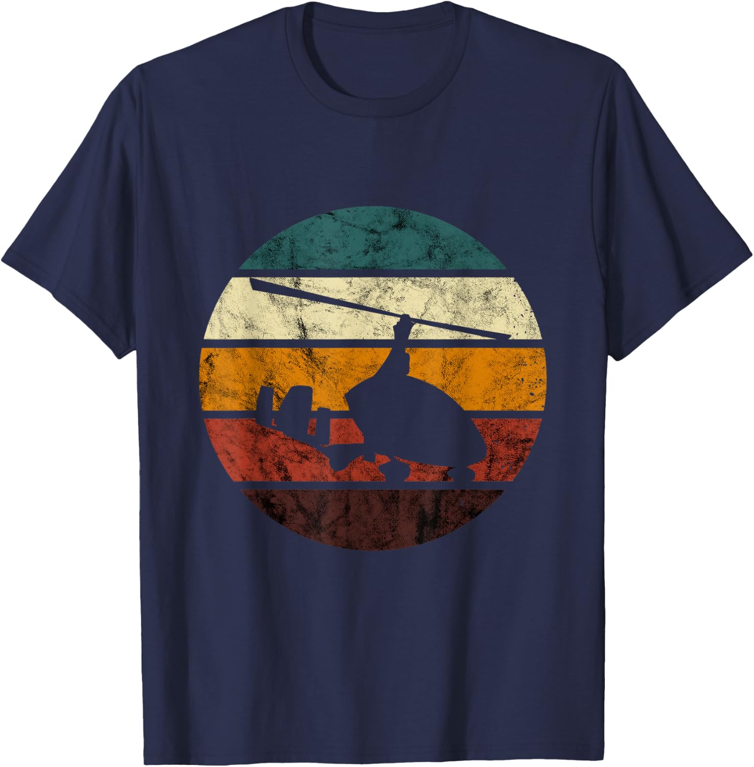 Gyrocopter Retro Vintage Aviation Autogyro Gyrocopter Pilot T-Shirt - T-Shirt | Navy