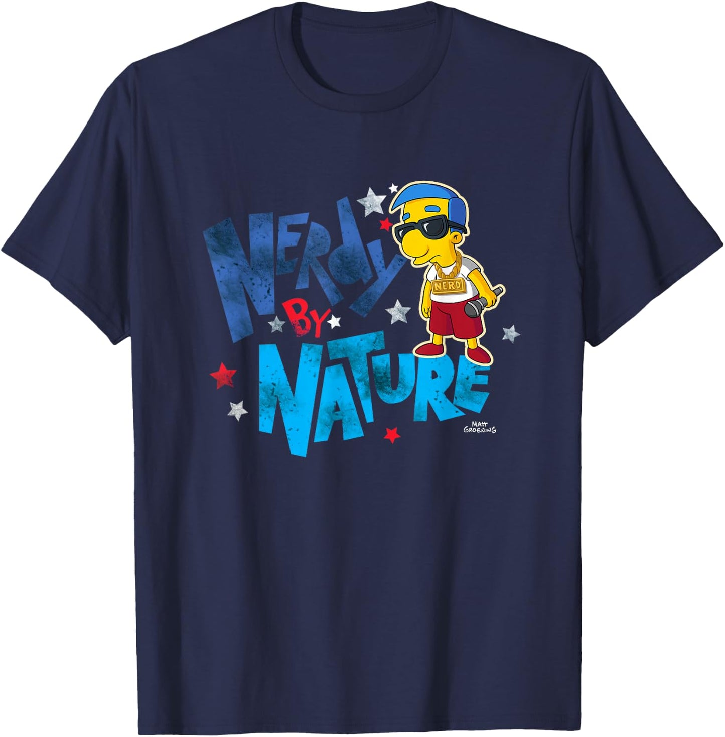 The Simpsons Milhouse Nerdy By Nature T-Shirt - T-Shirt | Navy