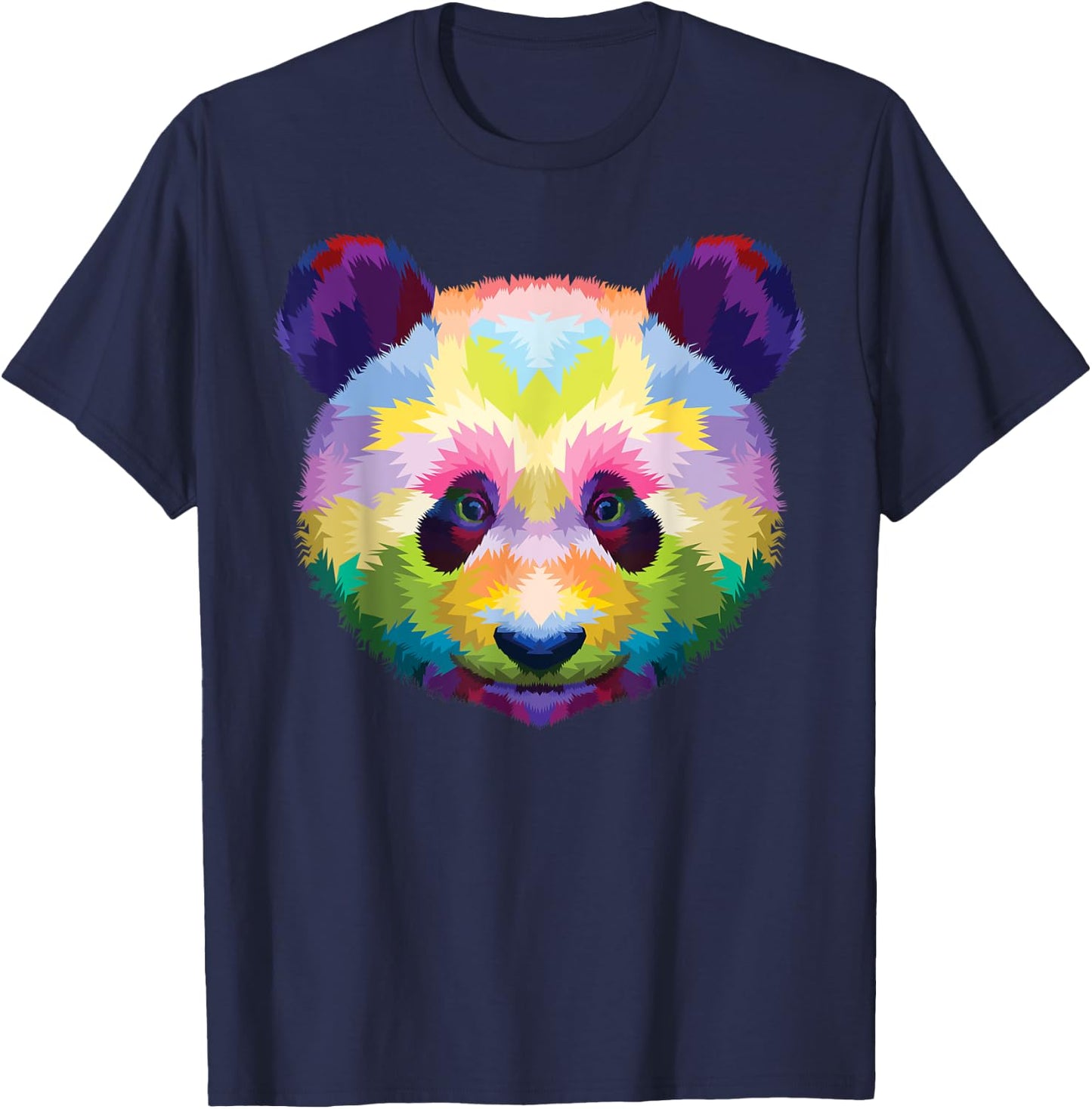 Rainbow Panda Head Brilliance Unleashed Cute Panda T-Shirt - T-Shirt | Navy