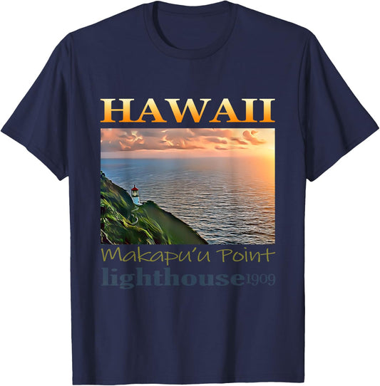 Makapu'u Point Lighthouse Hawaii 1909 Design T-Shirt - T-Shirt | Navy