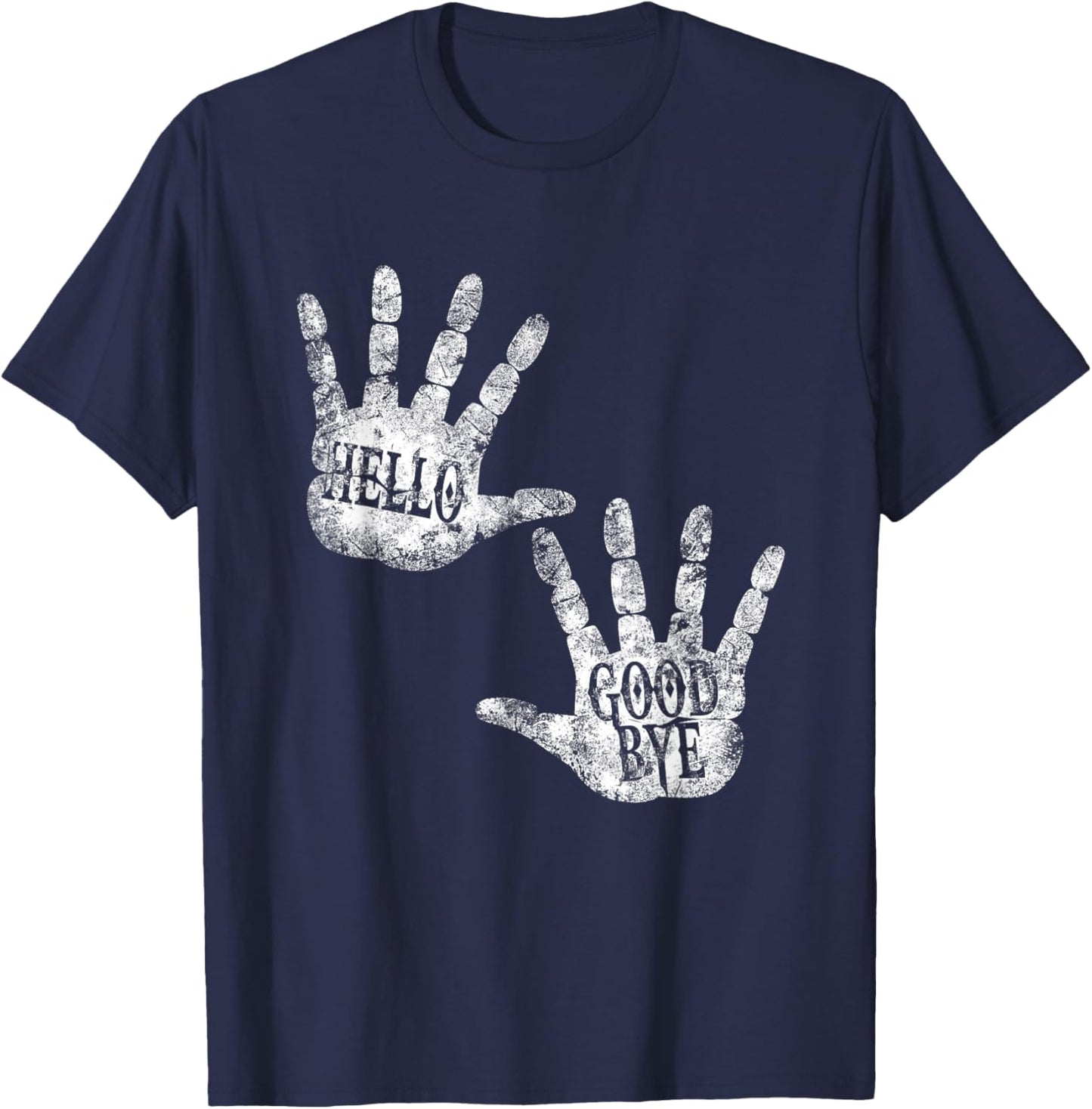 HELLO and GOODBYE Academy DAILY GREETINGS Humor Vintage Art T-Shirt - T-Shirt | Navy