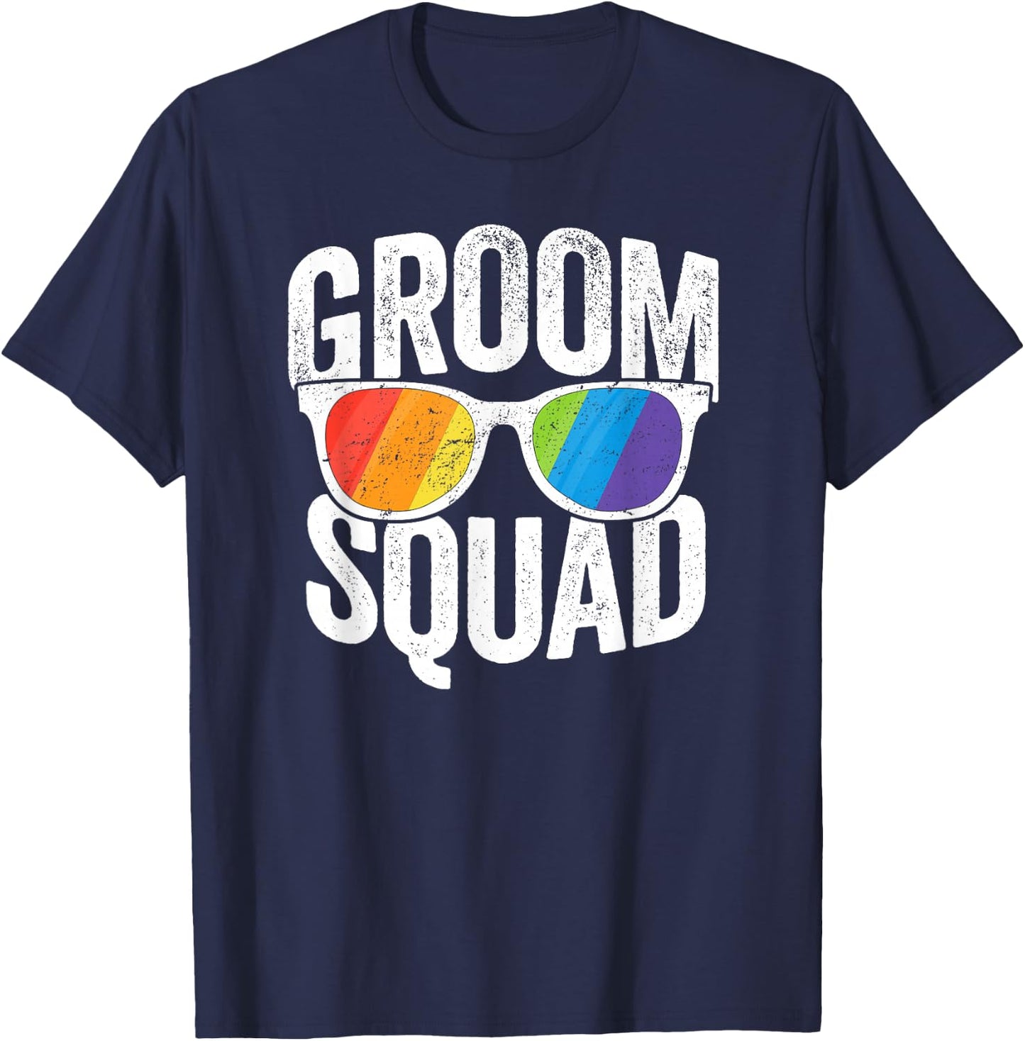 Groom Squad Shirt - LGBT Pride Rainbow Flag Gay Bachelor T-Shirt - T-Shirt | Navy