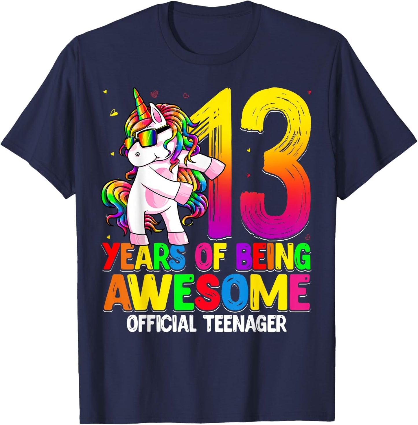 Official Teenager 13th Birthday Unicorn Flossing 13th Bday T-Shirt - T-Shirt | Navy