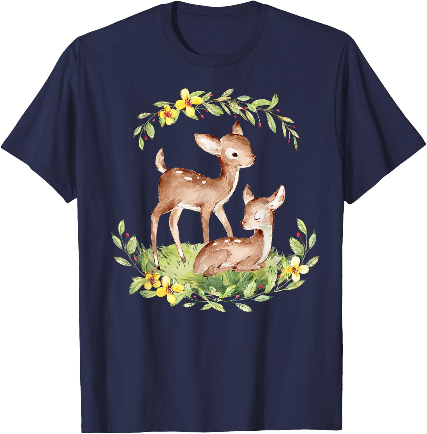 Cute Baby Deer Fawn Natural Deers Baby Animal T-Shirt - T-Shirt | Navy