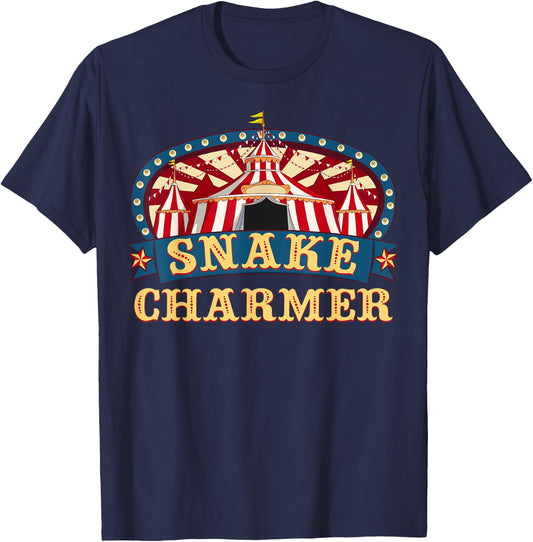 Circus Snake Charmer I Circus Themed Birthday Party T-Shirt - T-Shirt | Navy