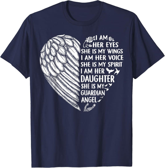 My Mom Is My Guardian Angel Shirt I Am Her Daughter T-Shirt - T-Shirt | Navy
