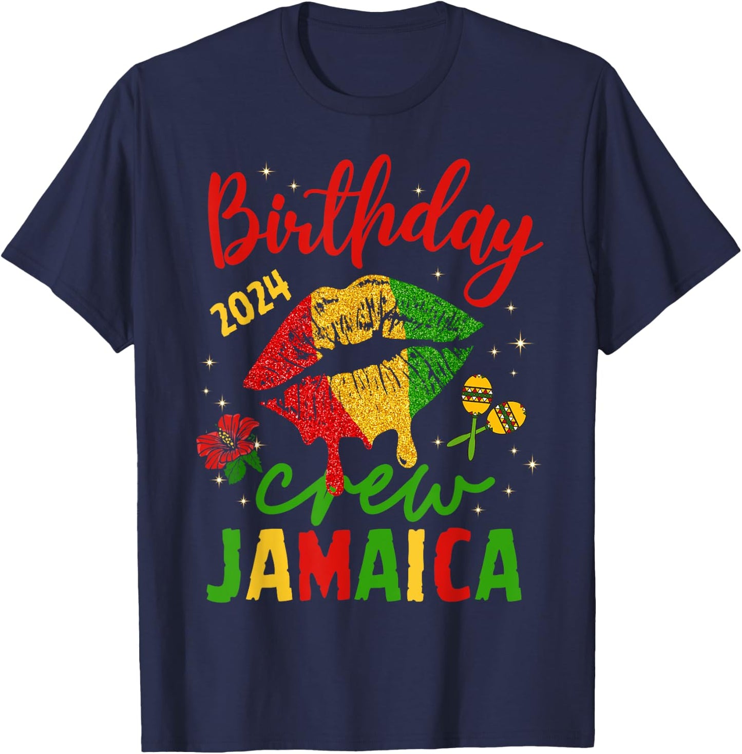 Women Birthday Queen Jamaica Girls Trip 2024 Party Matching T-Shirt - T-Shirt | Navy