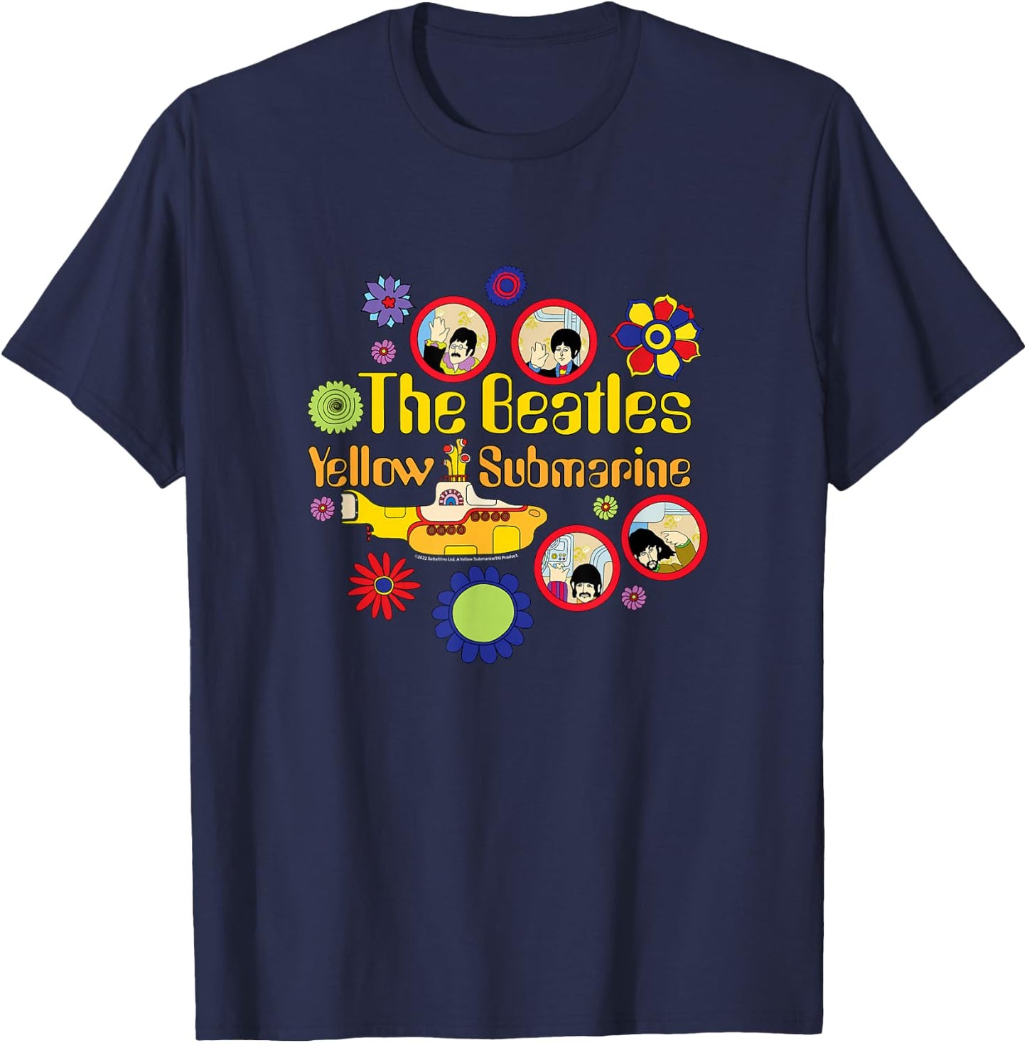 The Beatles - Yellow Submarinemarine Circles T-Shirt - T-Shirt | Navy