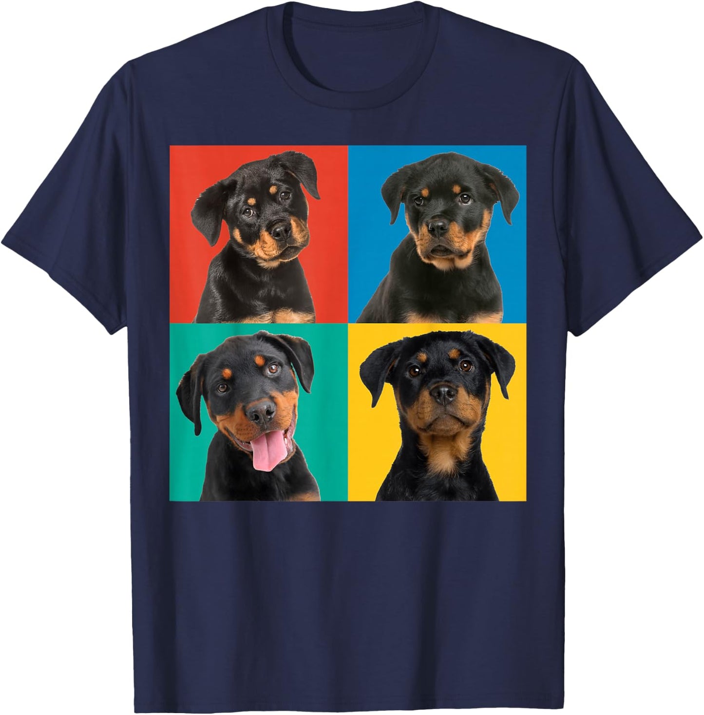 Rottweiler Puppies Colourful Portrait Photos for Dog Owners Men Women Girls Kids T-Shirt - T-Shirt | Navy