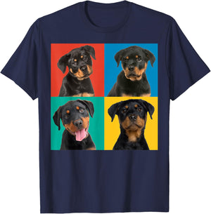 Rottweiler Puppies Colourful Portrait Photos for Dog Owners Men Women Girls Kids T-Shirt - T-Shirt | Navy