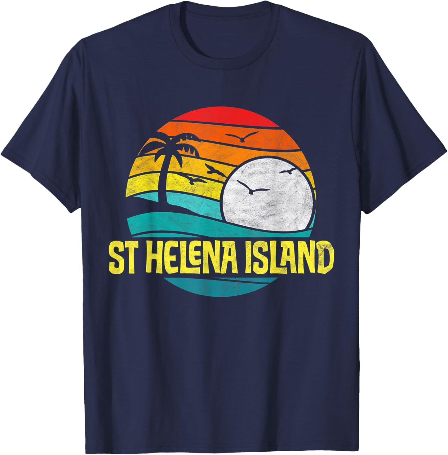 Retro St Helena Island Beach Sun & Surf Eighties Graphic T-Shirt - T-Shirt | Navy