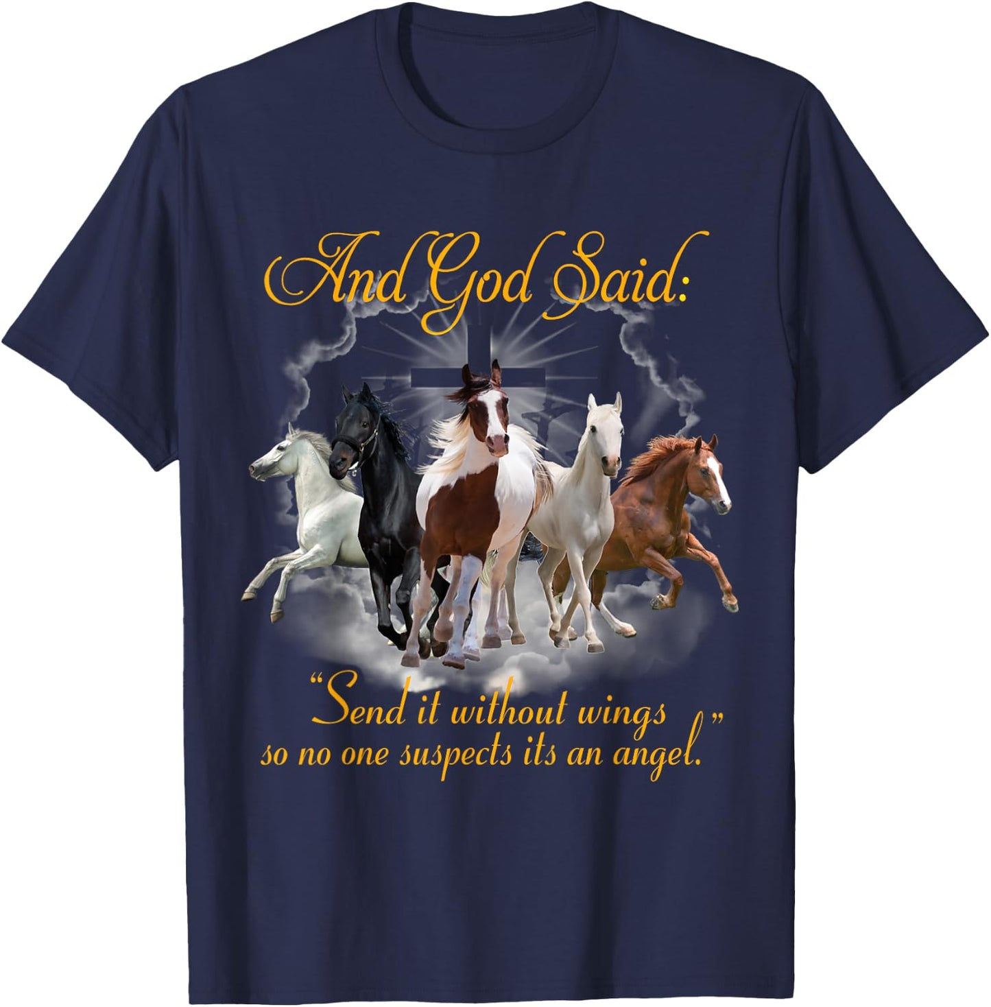 Horse Send It Without Wing T-Shirt - T-Shirt | Navy