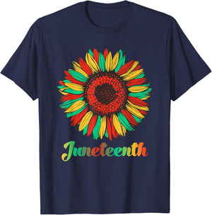 Sunflower Fist Juneteenth Black History African American T-Shirt - T-Shirt | Navy
