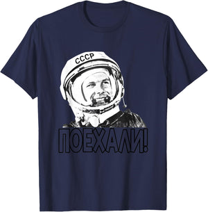 Gagarin, Astronaut, Space | USSR, Russia T-Shirt - T-Shirt | Navy