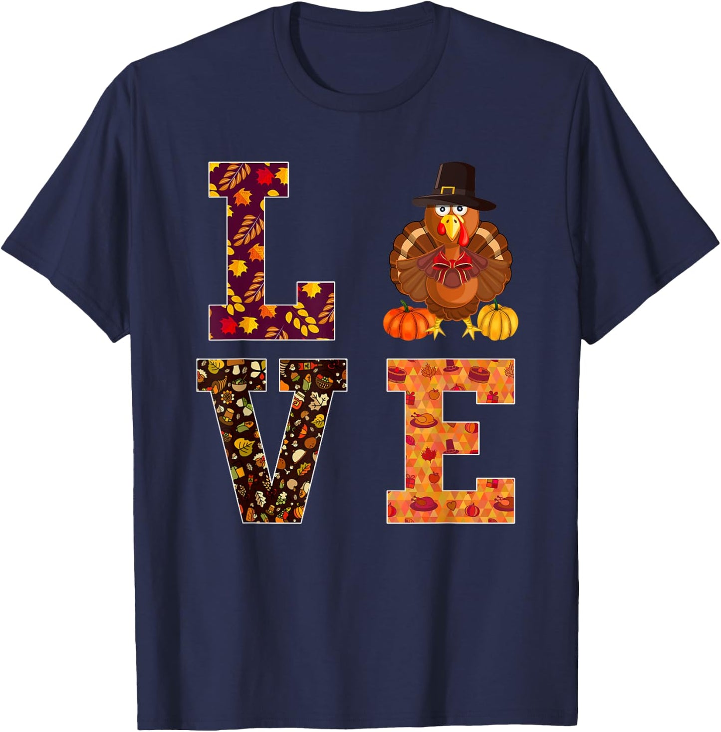 Funny thanksgiving turkey love apparel women men T-Shirt - T-Shirt | Navy