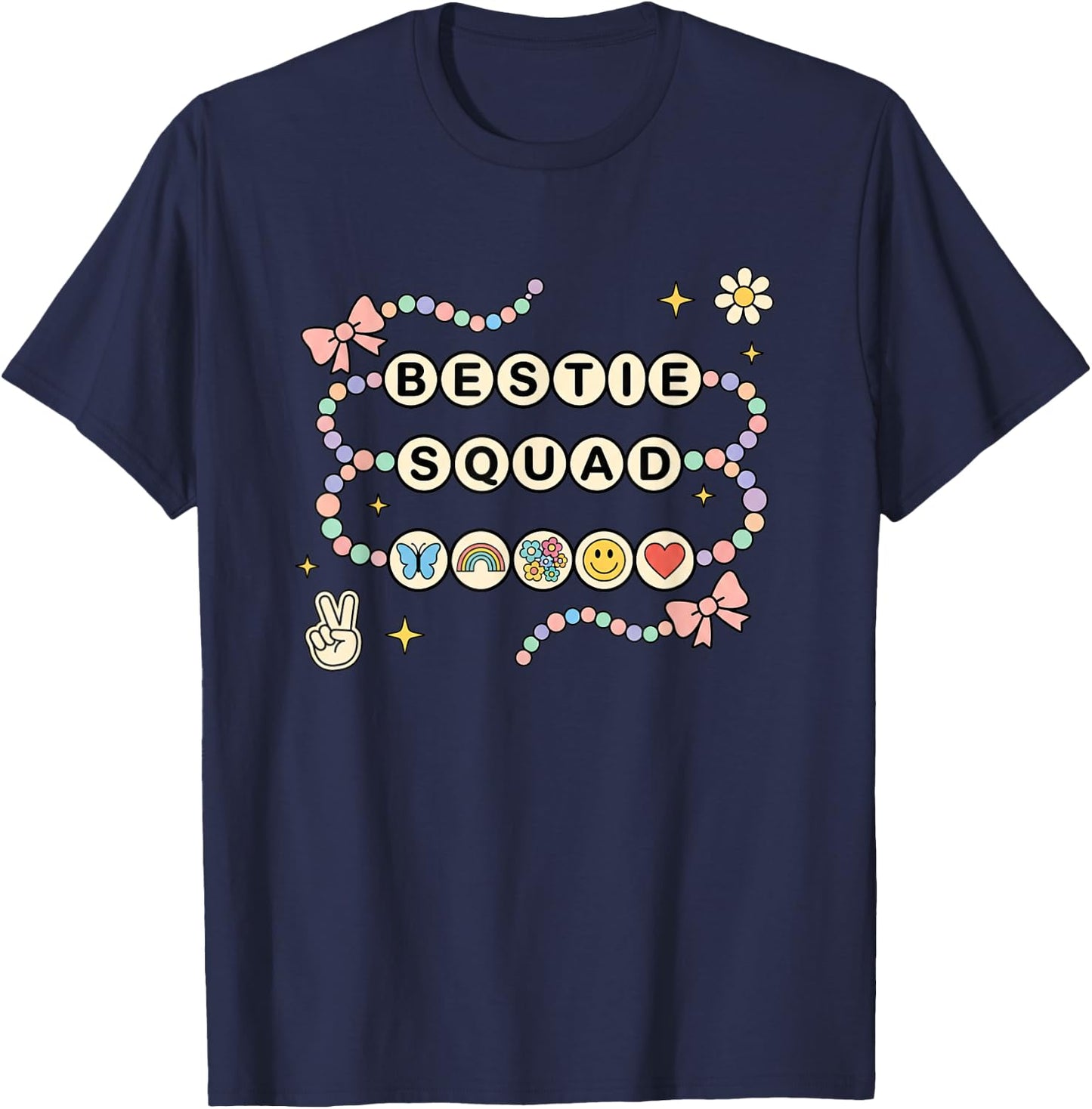 Bestie Squad Kids Friendship Bracelet Graphic Top for Kids T-Shirt - T-Shirt | Navy