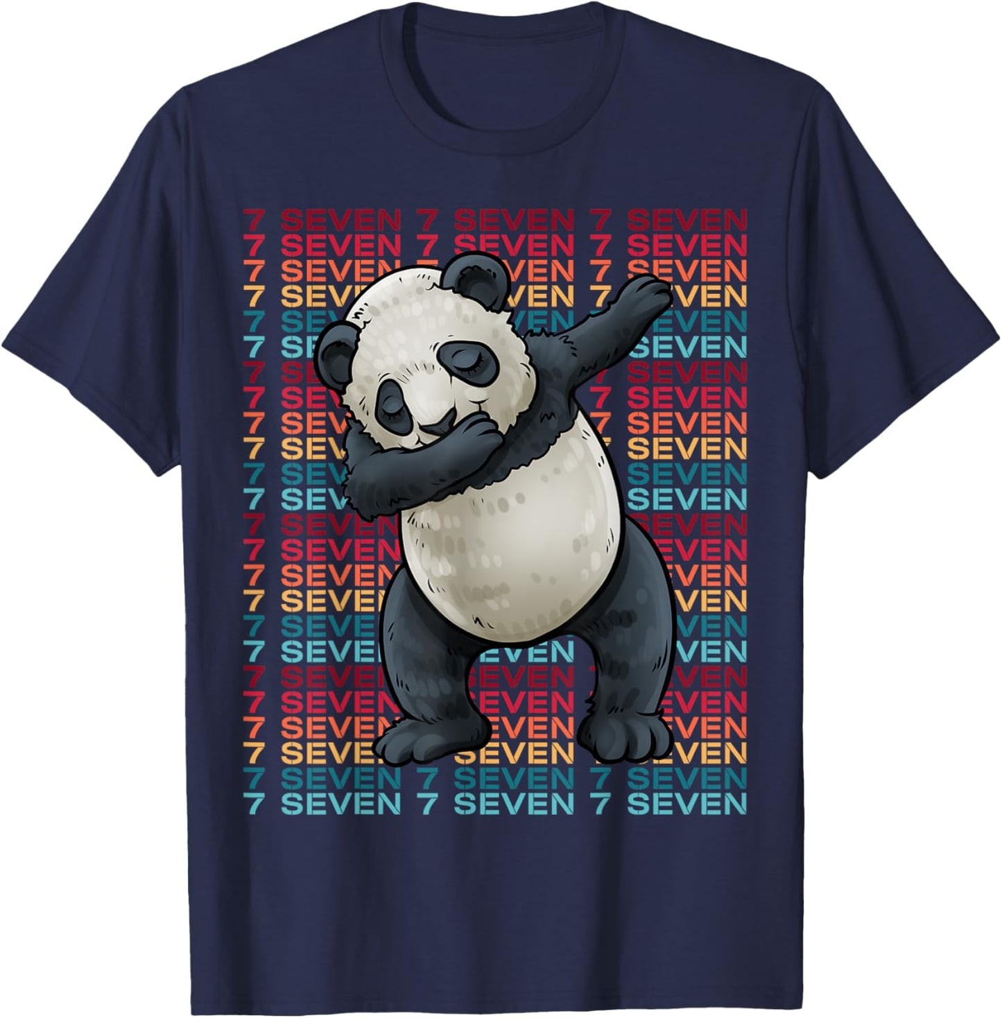 7 Years Old Panda Dabbing 7th Birthday Panda Party T-Shirt - T-Shirt | Navy