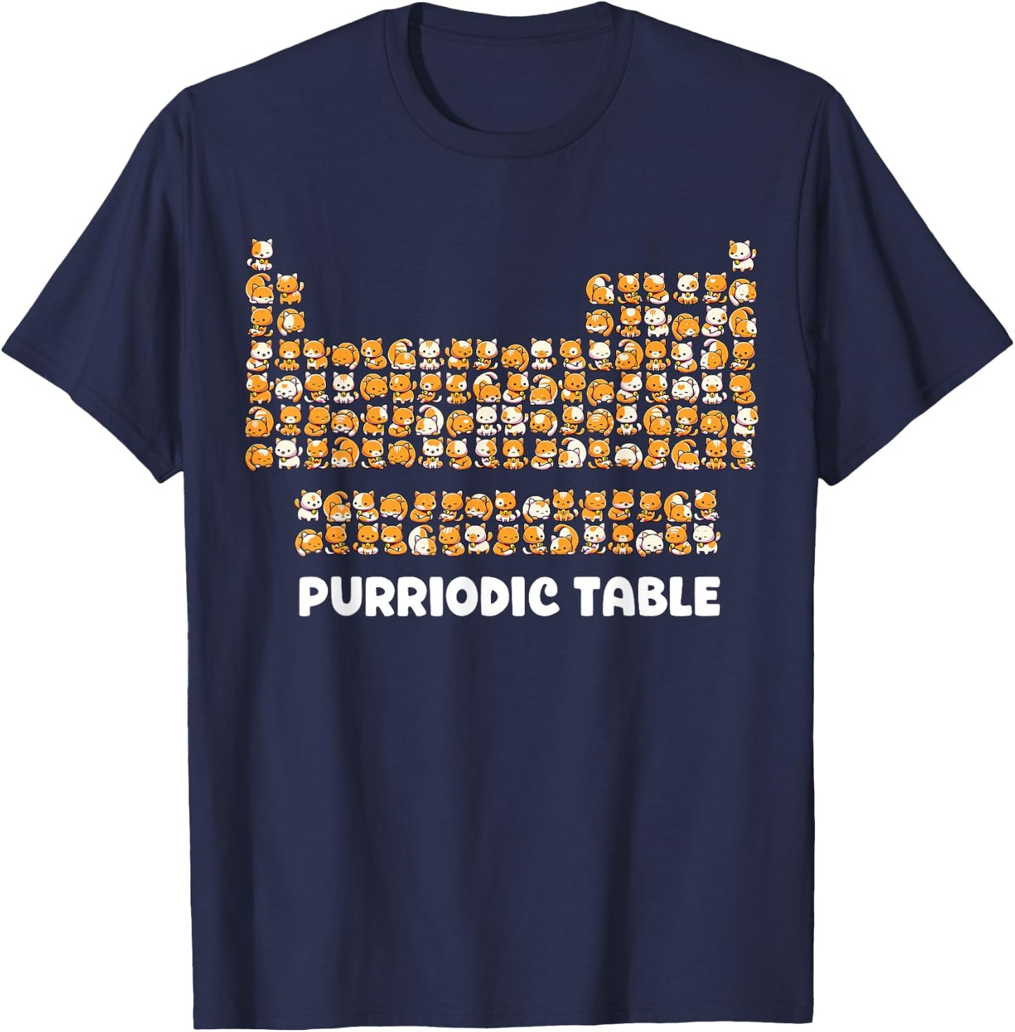 Periodic Table Shirt Chemistry Cat Periodic Table of Element T-Shirt - T-Shirt | Navy