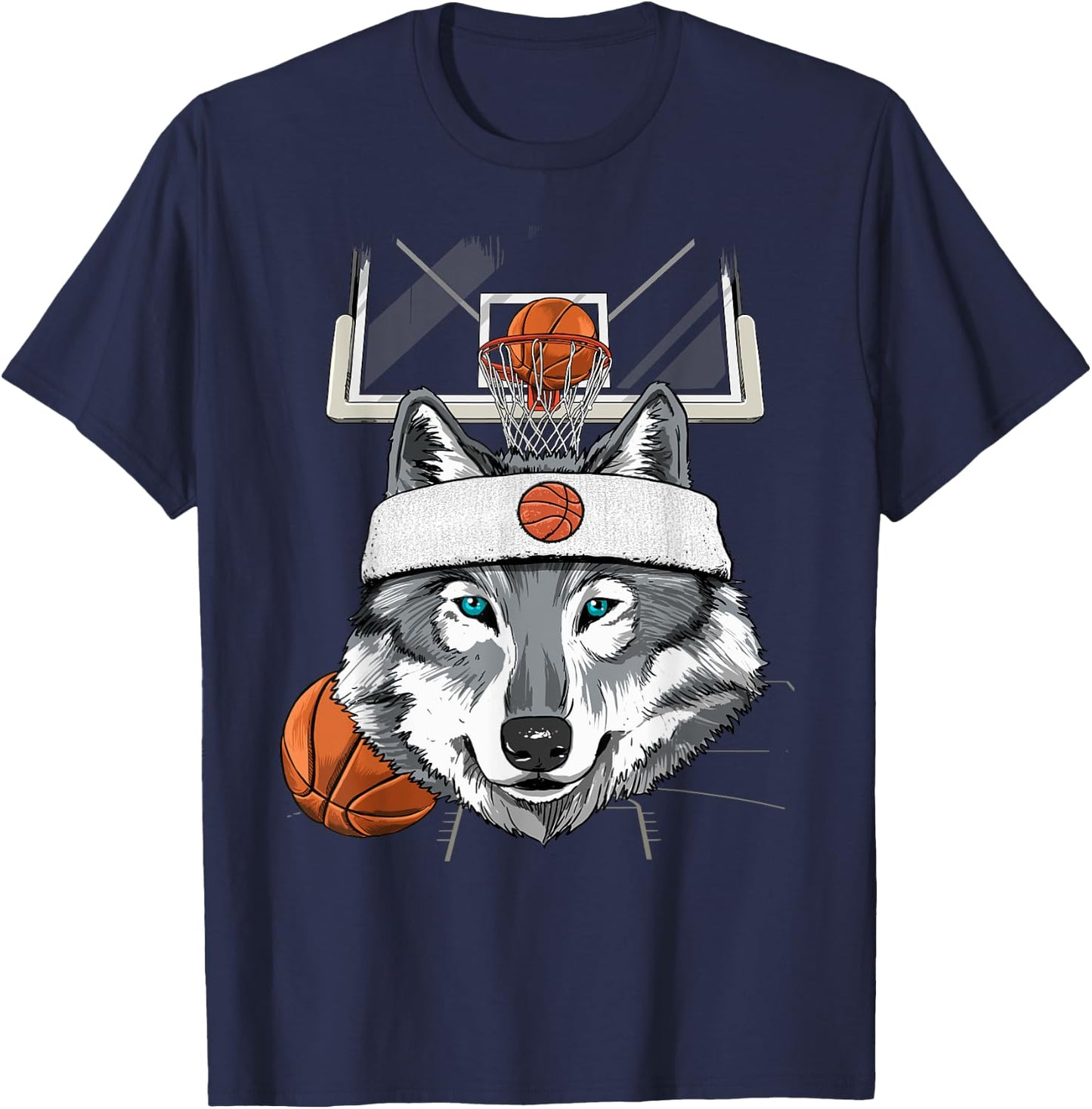 Wolf Basketball Player Coach Sport Basketball Lover Baller T-Shirt - T-Shirt | Navy
