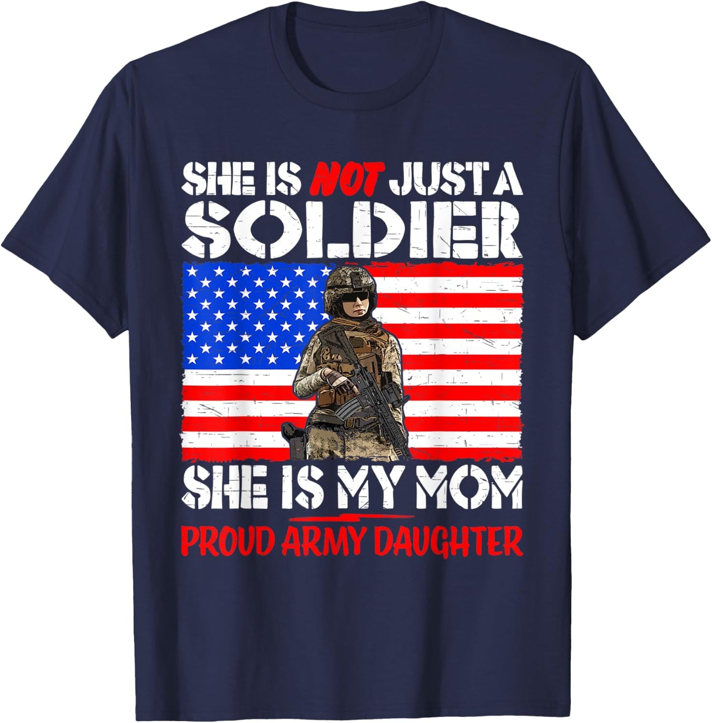 My Mom Is A Soldier Hero Proud Army Daughter Military Child T-Shirt - T-Shirt | Navy