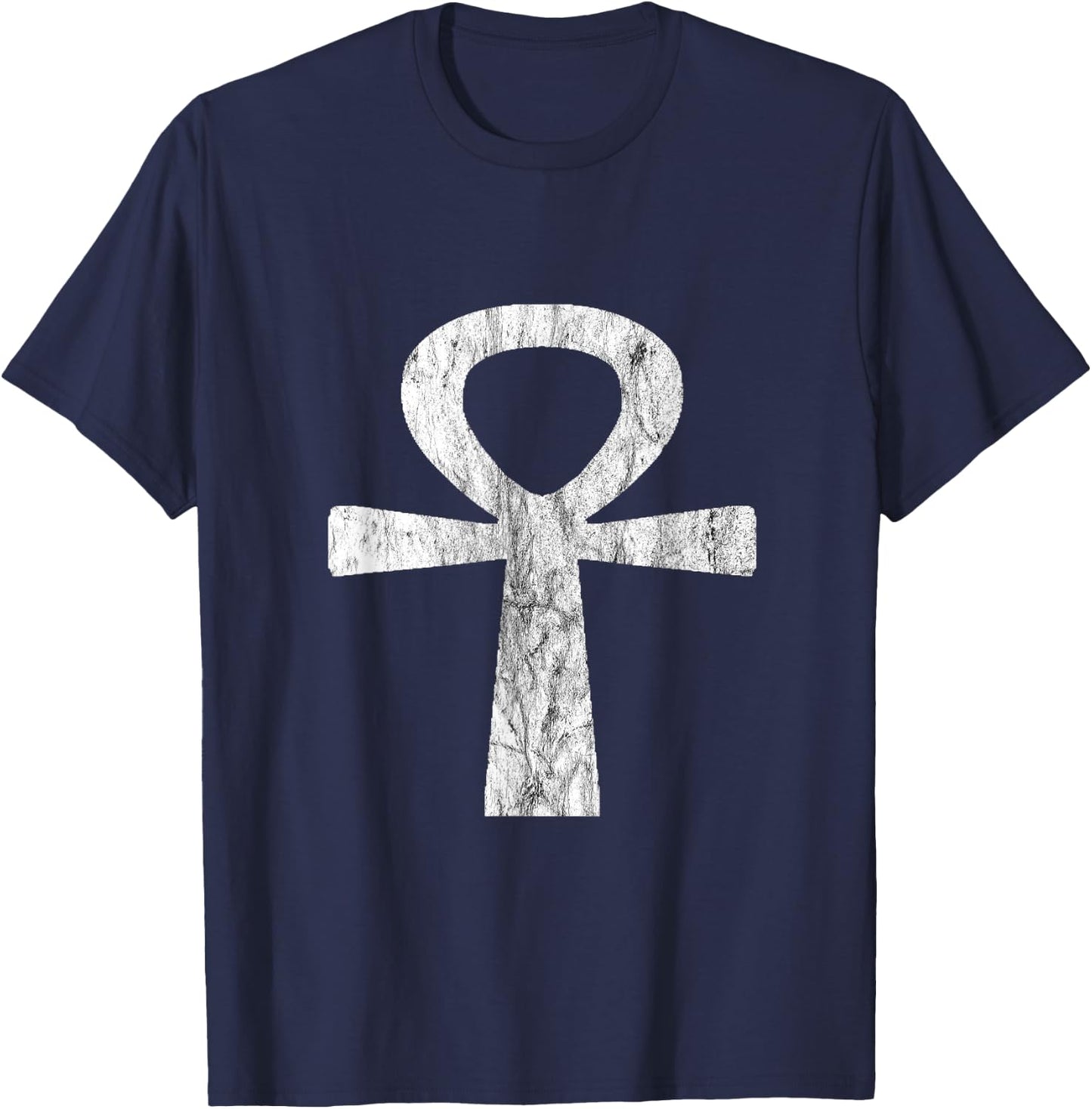 Ankh Cross Vintage Sacred Egypt Ancient Egyptian Art T-Shirt - T-Shirt | Navy