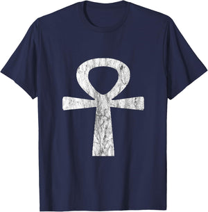 Ankh Cross Vintage Sacred Egypt Ancient Egyptian Art T-Shirt - T-Shirt | Navy