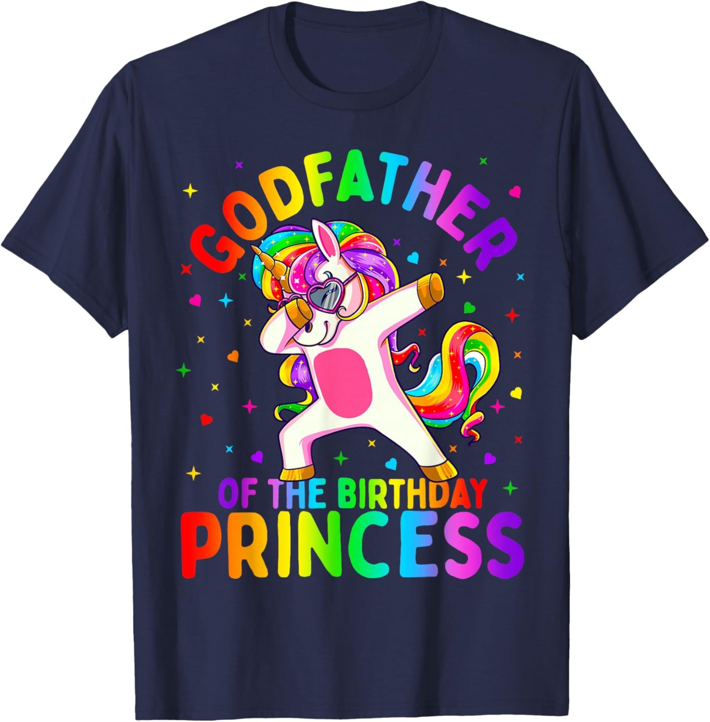 Godfather of the Birthday Princess Girl Dabbing Unicorn T-Shirt - T-Shirt | Navy
