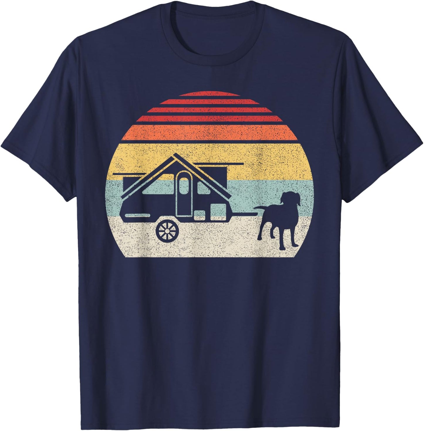 Retro Vintage Dog Aliner A-Frame Travel Trailer T-Shirt - T-Shirt | Navy