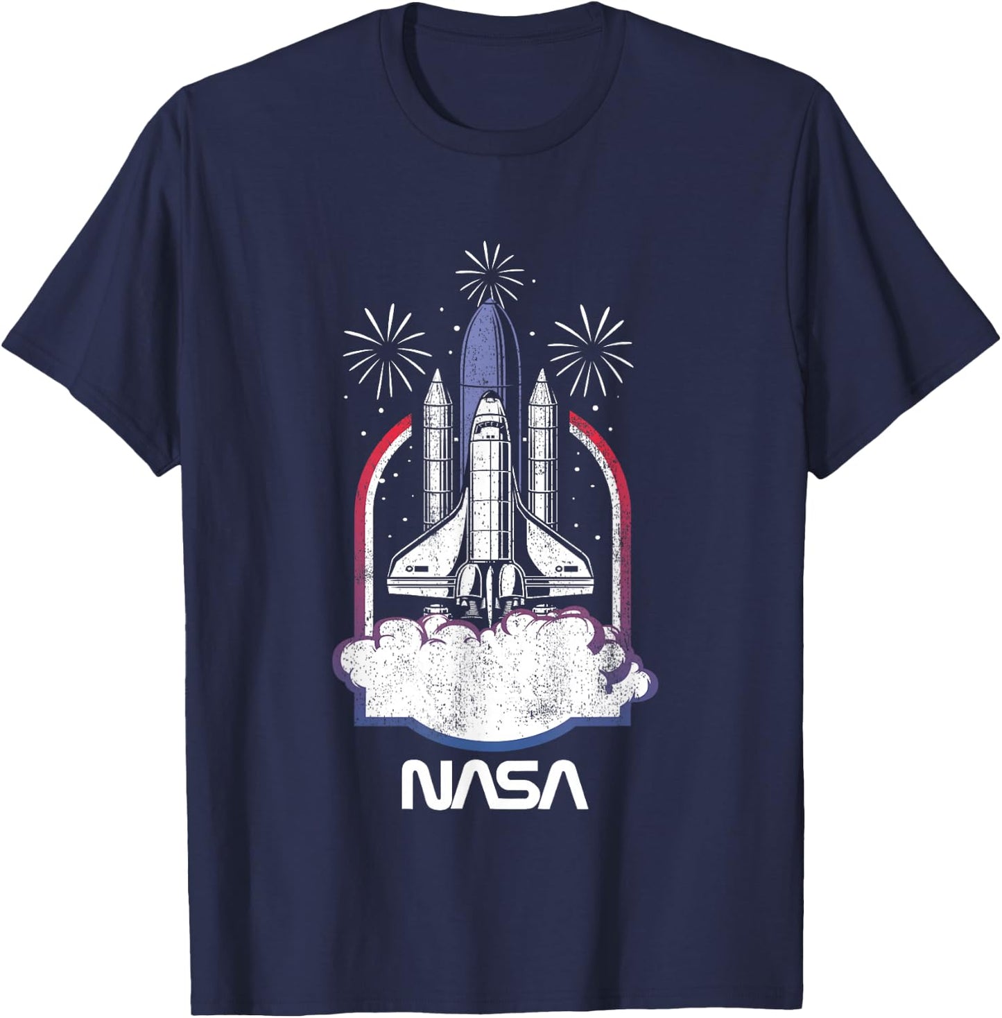 NASA 4th of July Iconic Space Shuttle Launch Distressed Logo T-Shirt - T-Shirt | Navy