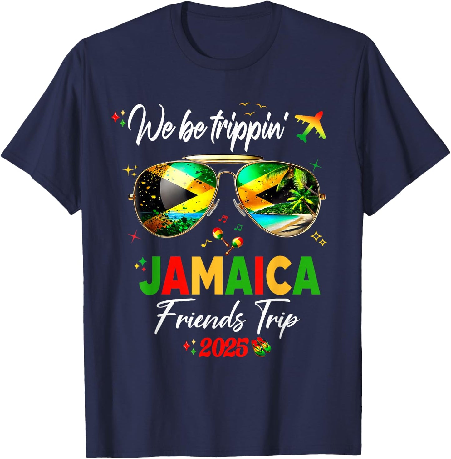 Jamaican Birthday Family Jamaica Vacation Matching T-Shirt - T-Shirt | Navy