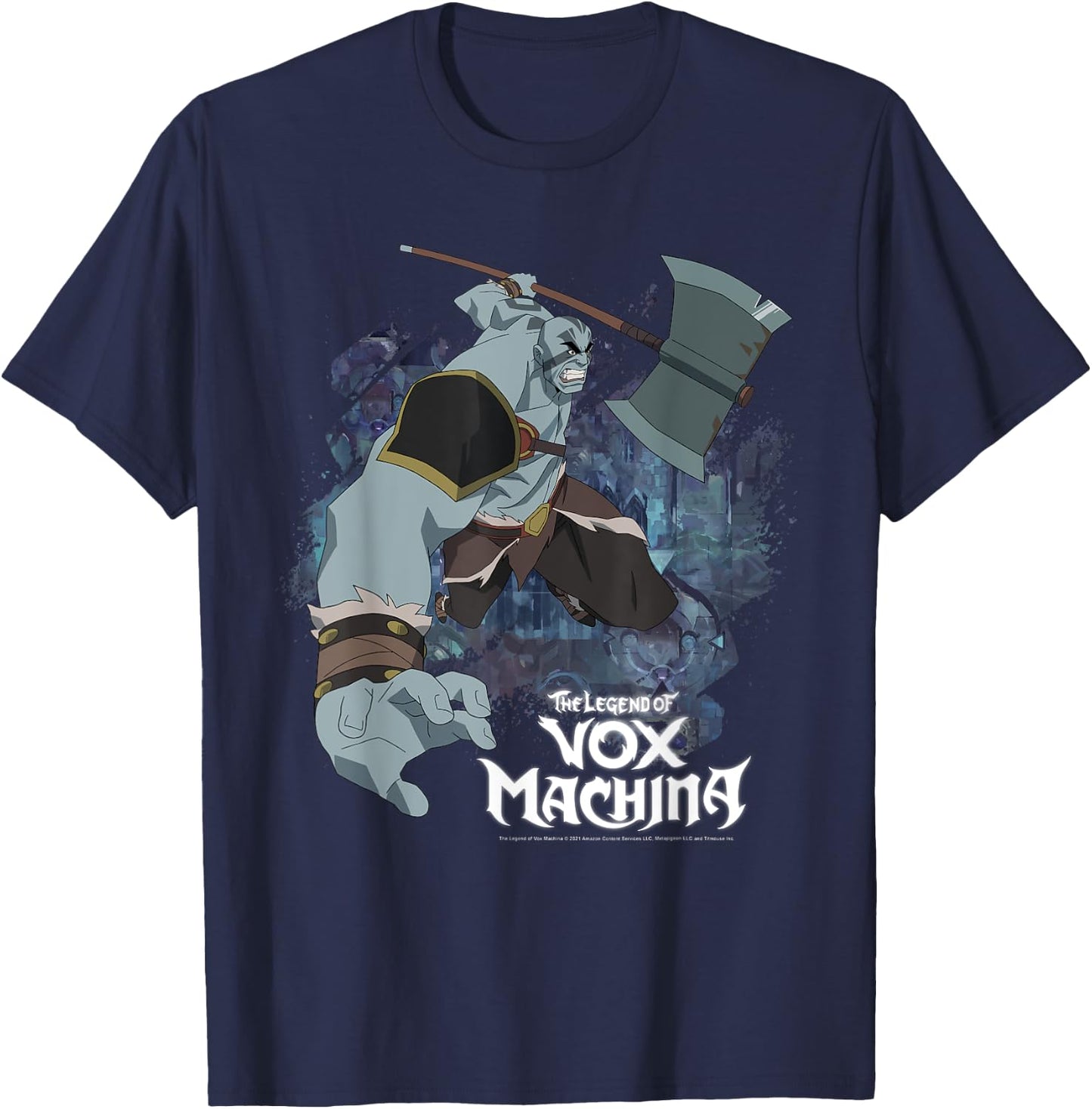 The Legend of Vox Machina Grog Strongjaw with Axe T-Shirt - T-Shirt | Navy