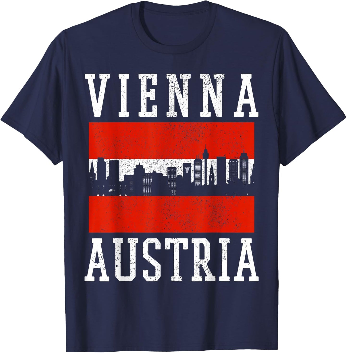 Vienna Skyline Austria Flag Vienna Austria Souvenir T-Shirt - T-Shirt | Navy