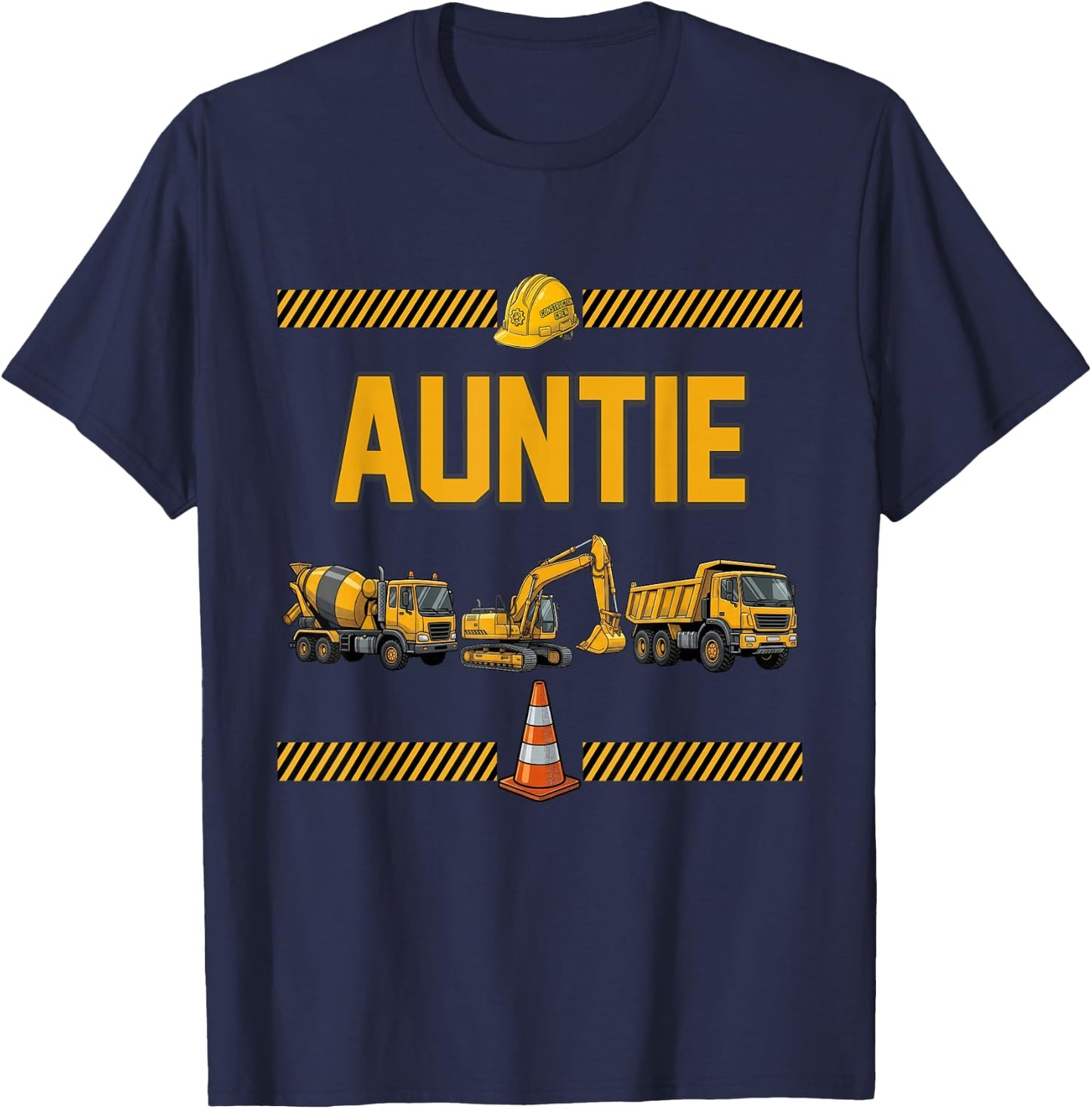 Truck Excavator Auntie Construction Birthday Boy Kids Famil T-Shirt - T-Shirt | Navy