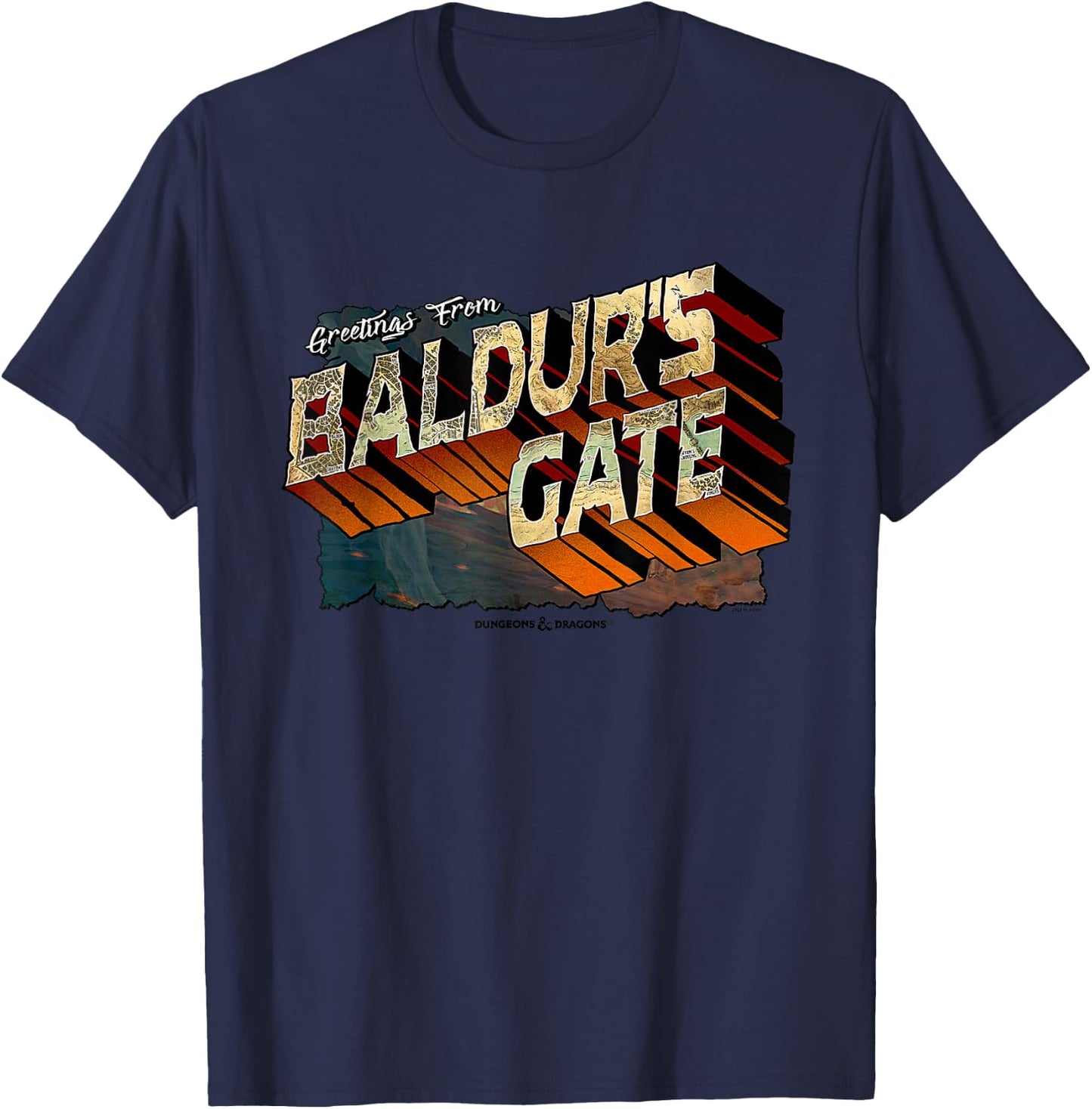 Dungeons & Dragons Greetings from Baldur's Gate T-Shirt - T-Shirt | Navy
