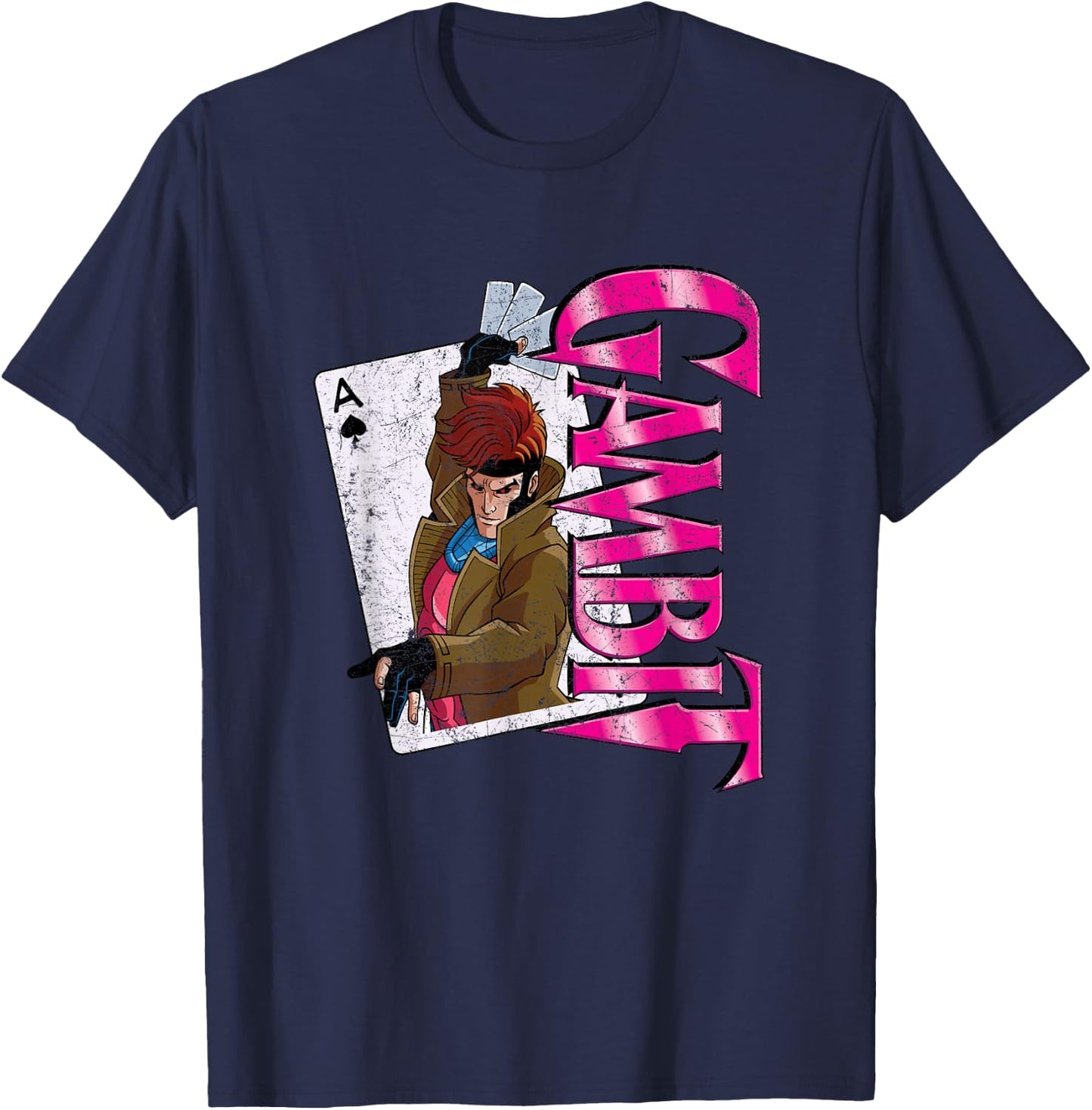 Marvel X-Men Gambit Card Retro T-Shirt - T-Shirt | Navy