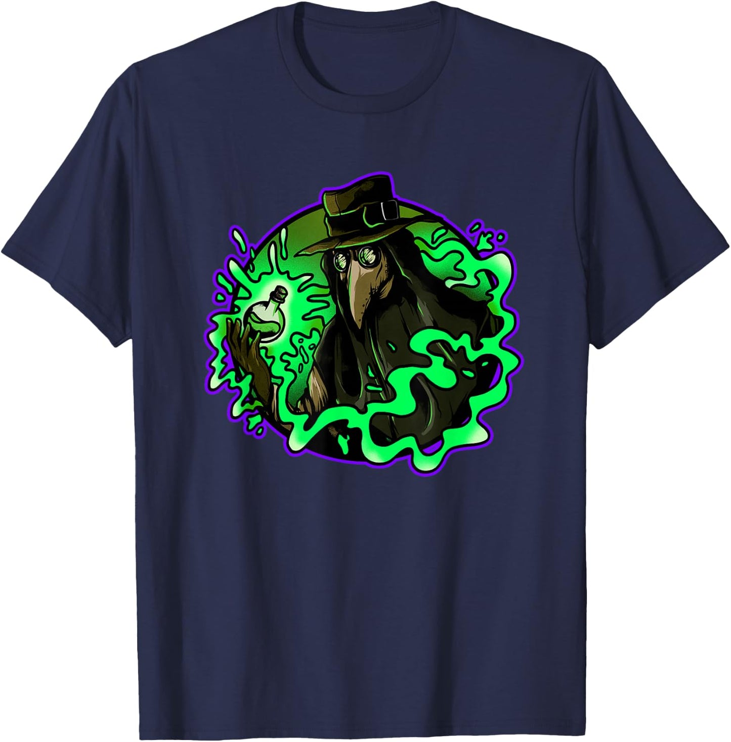 Plague Doctor Poison Medieval Gothic Raven Steampunk Grunge T-Shirt - T-Shirt | Navy