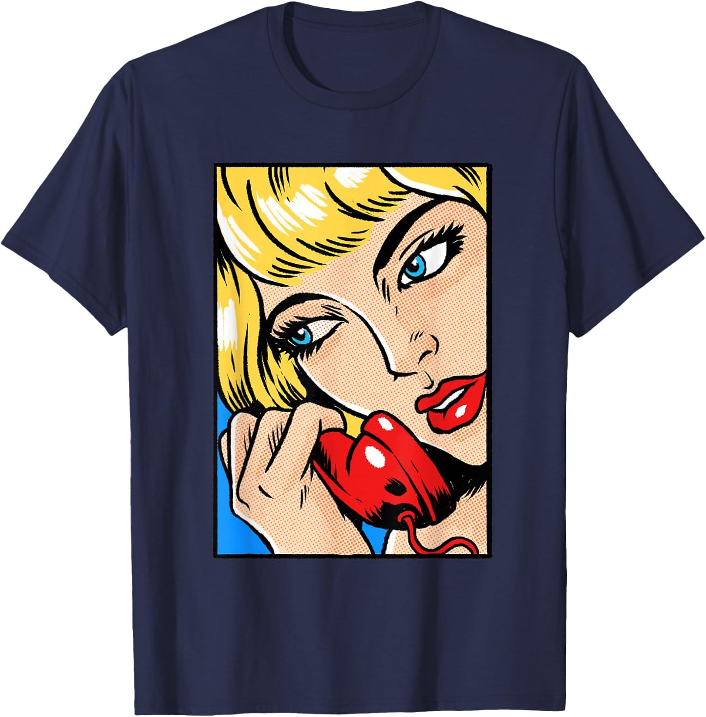 Suspicious Women Pop Art Comic Book Popular Culture Artist T-Shirt - T-Shirt | Navy