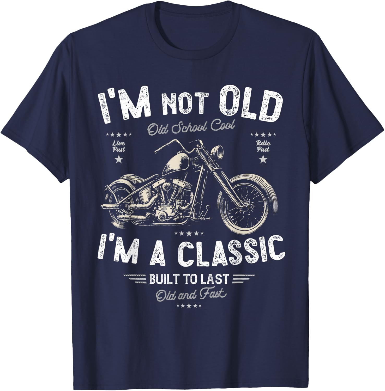 I'm Not Old I'm A Classic. Birthday Classic Retro Motorbike T-Shirt - T-Shirt | Navy