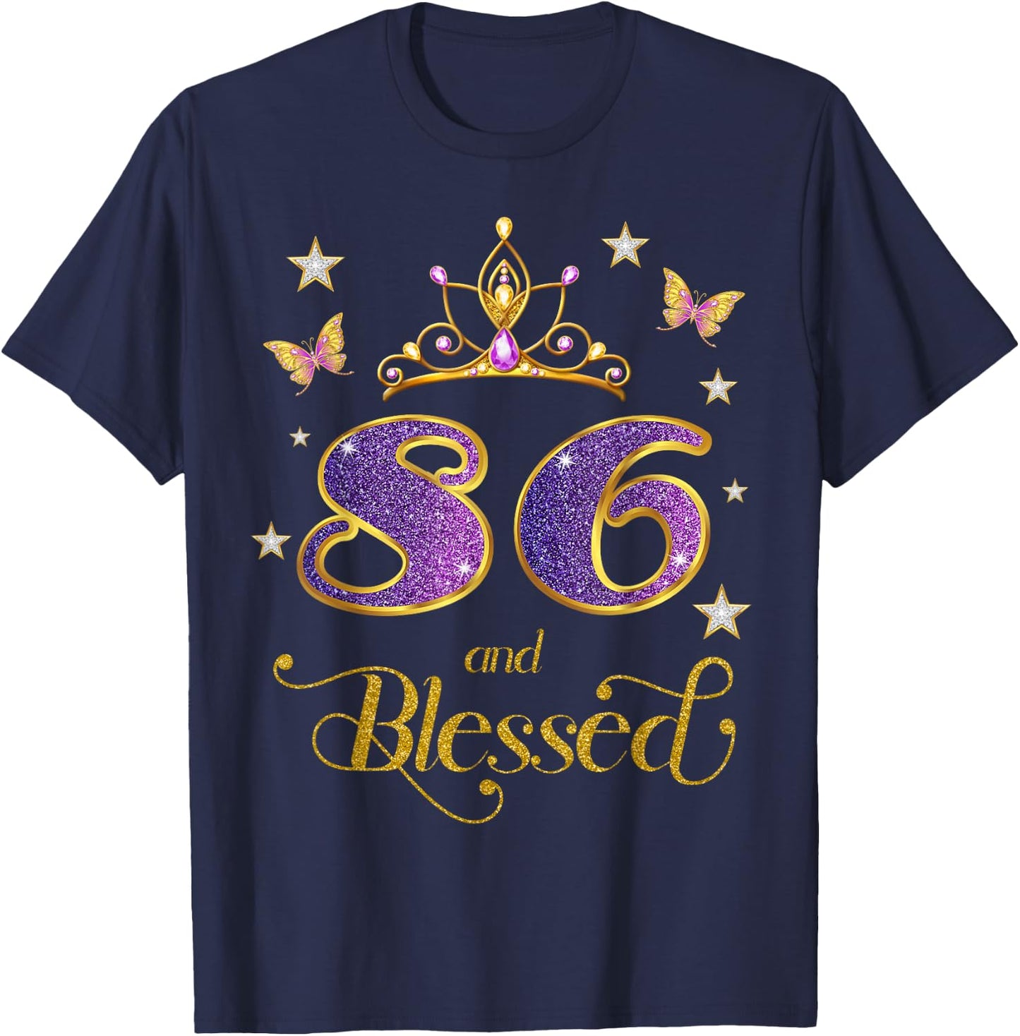 86 and Blessed 86 Years Old Birthday 86th Birthday T-Shirt - T-Shirt | Navy