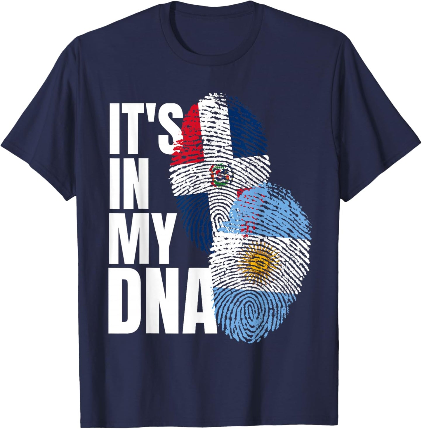 Argentinian And Dominican Mix DNA Flag Heritage T-Shirt - T-Shirt | Navy