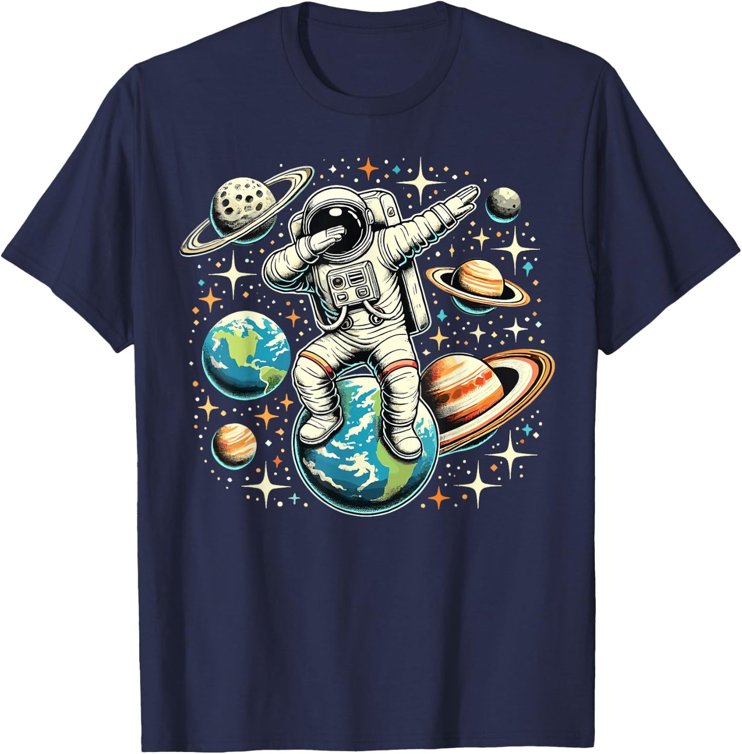 Astronaut Dabbing Space Galaxy T-Shirt - T-Shirt | Navy