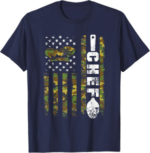 American Flag Camouflage Chef Patriotic 4th Of July T-Shirt - T-Shirt | Navy