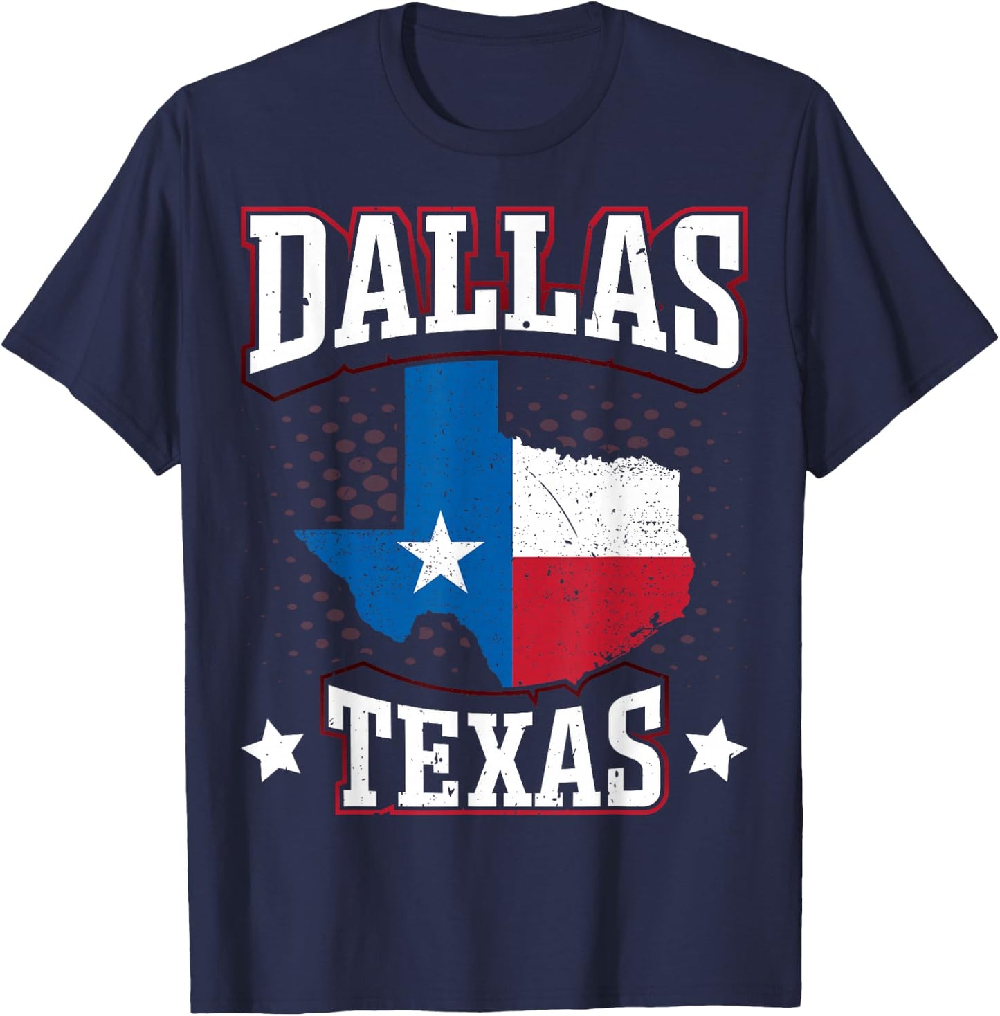 Dallas Texas Souvenirs Shirt Flag Map of Texas State Pride T-Shirt - T-Shirt | Navy