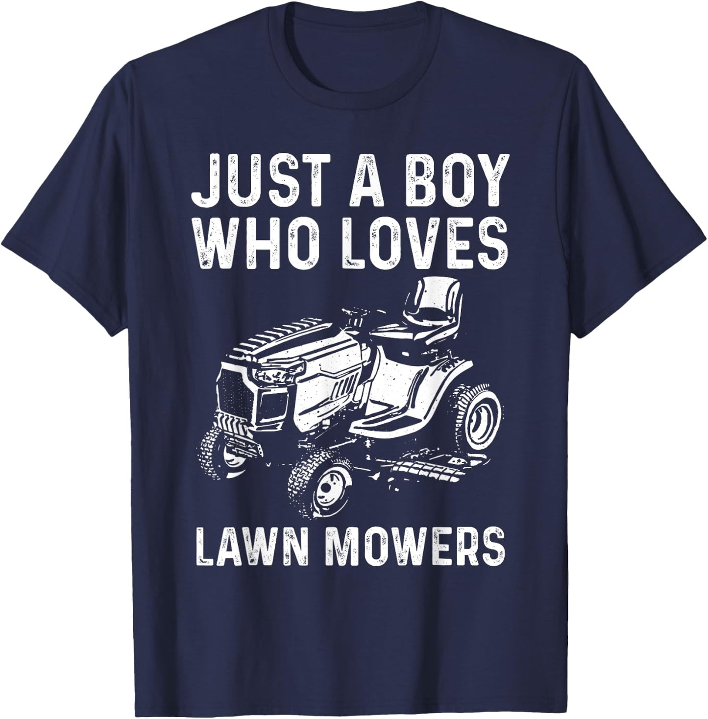 Funny Lawn Mower For Boys Kids Gardening Landscaping Tractor T-Shirt - T-Shirt | Navy