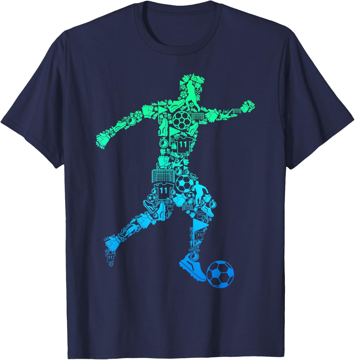 Soccer Player Youth Men Kids Boys T-Shirt - T-Shirt | Navy