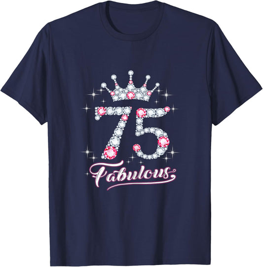 75 And & Fabulous 1946 75Th Birthday Gift T-Shirt - T-Shirt | Navy