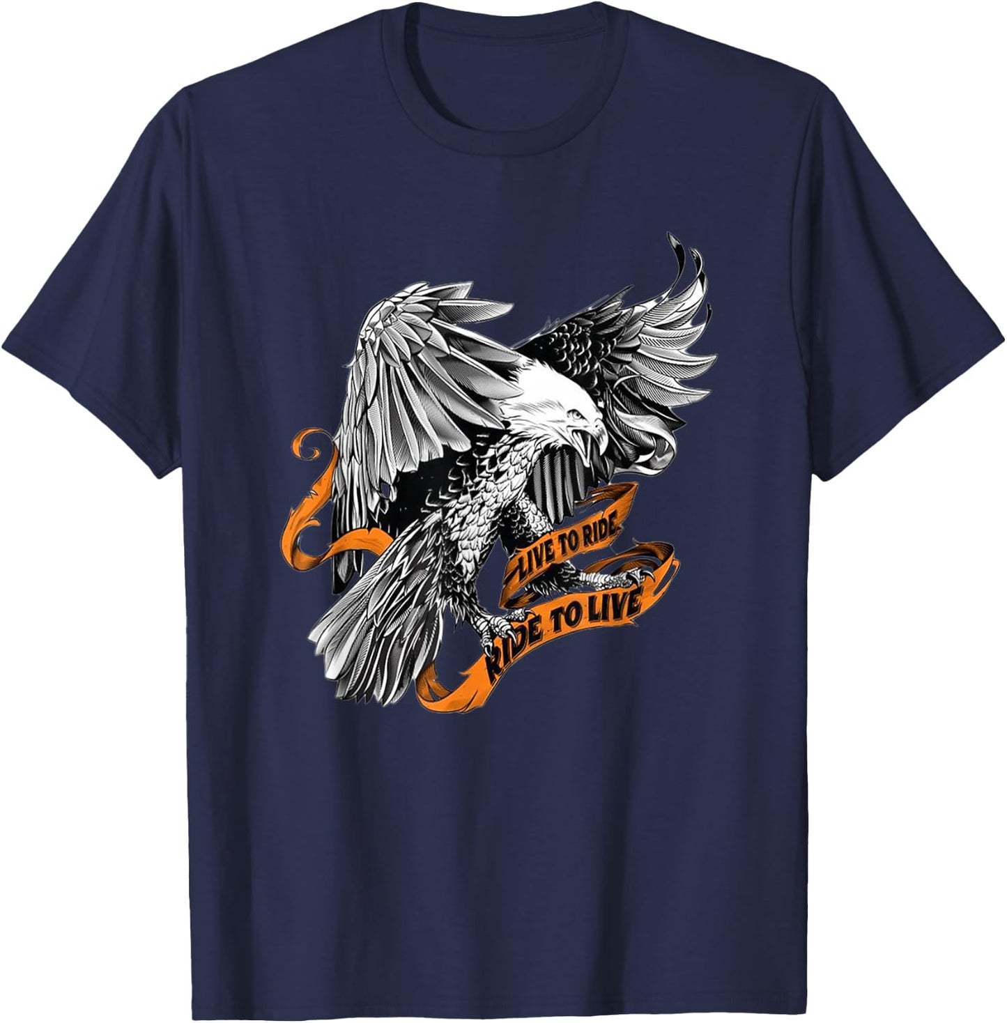 US Eagle, biker, live to ride ride to live T-Shirt - T-Shirt | Navy