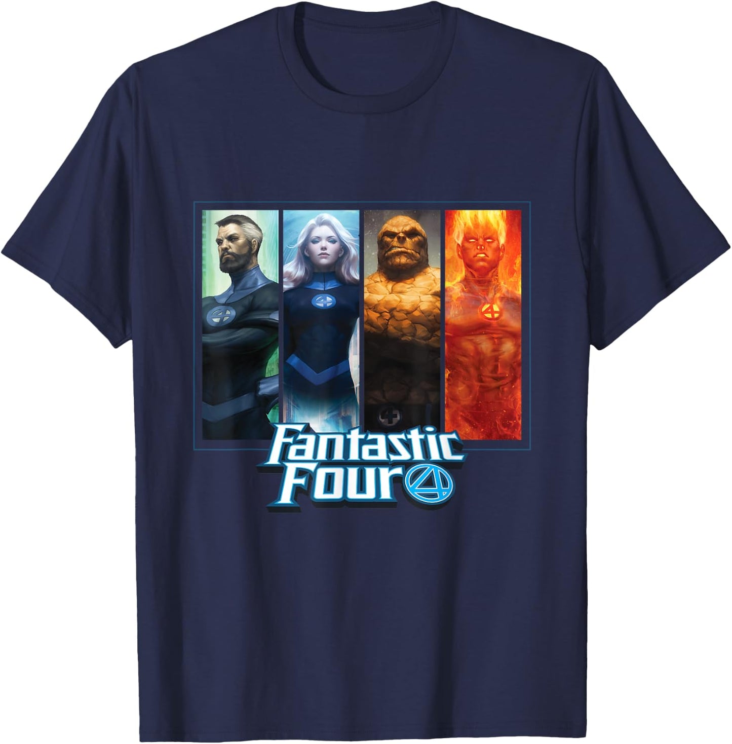Marvel Fantastic Four Family Character Grid T-Shirt - T-Shirt | Navy