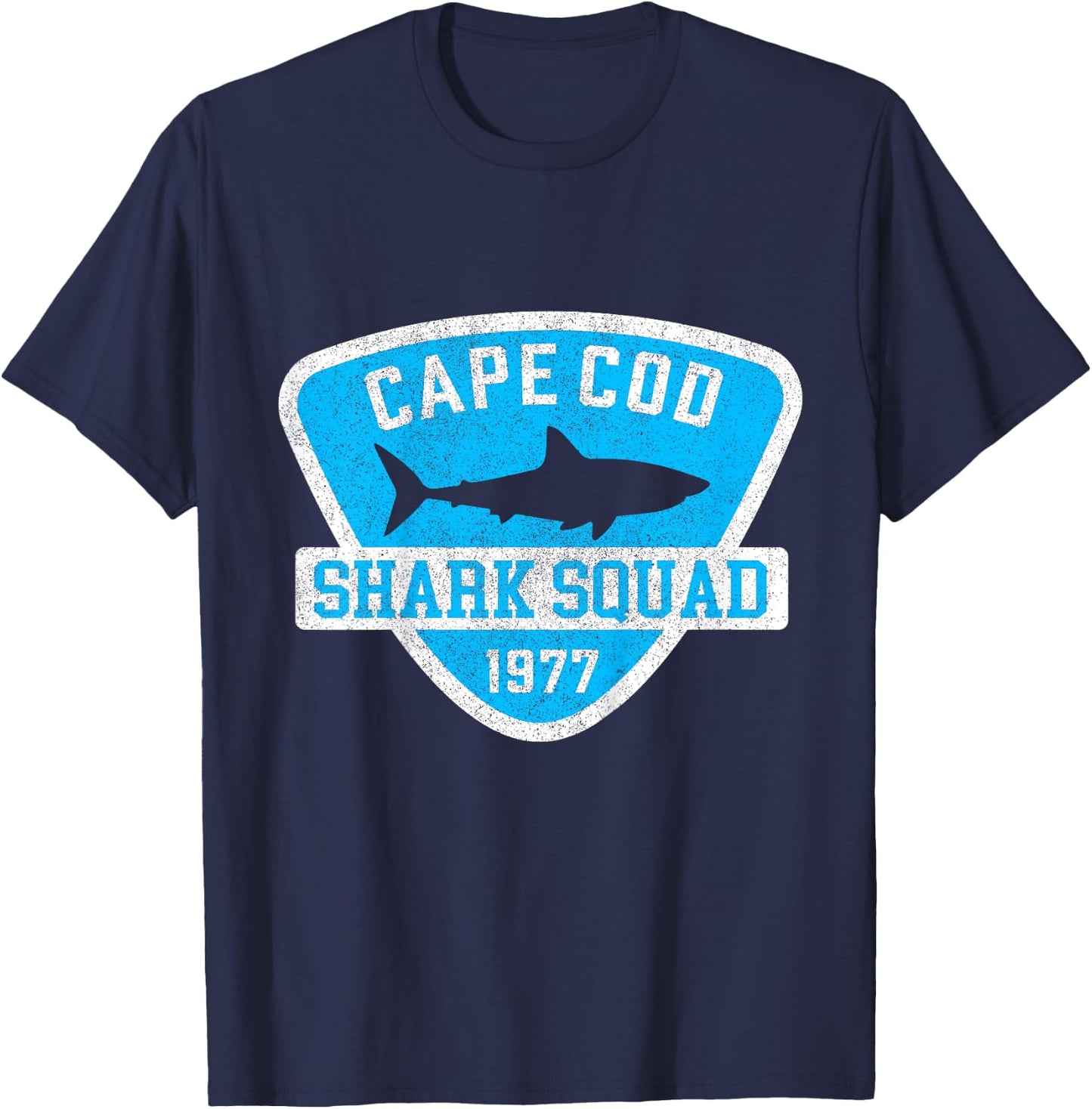 Vintage Cape Cod Massachusetts Shark Squad Vacation Souvenir T-Shirt - T-Shirt | Navy