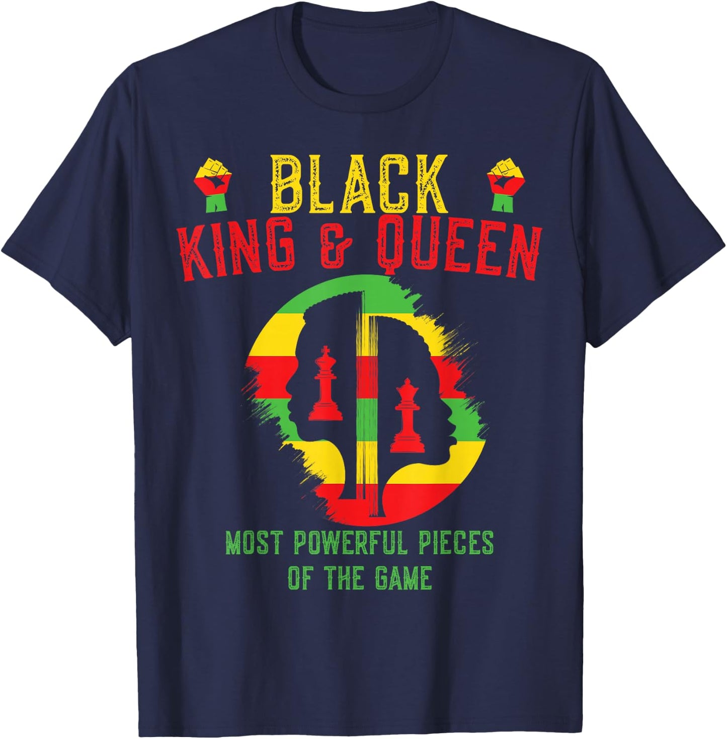 Black King and Queen Most Powerful Piece of the Game T-Shirt - T-Shirt | Navy